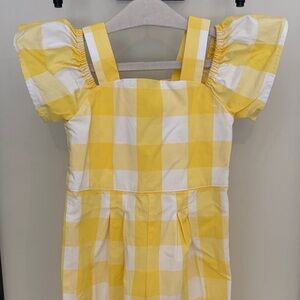 Janie and Jack Yellow and White Checkered Romper